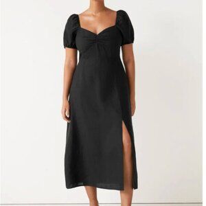 & Other Stories Black Cap Sleeve Linen Maxi Dress size small